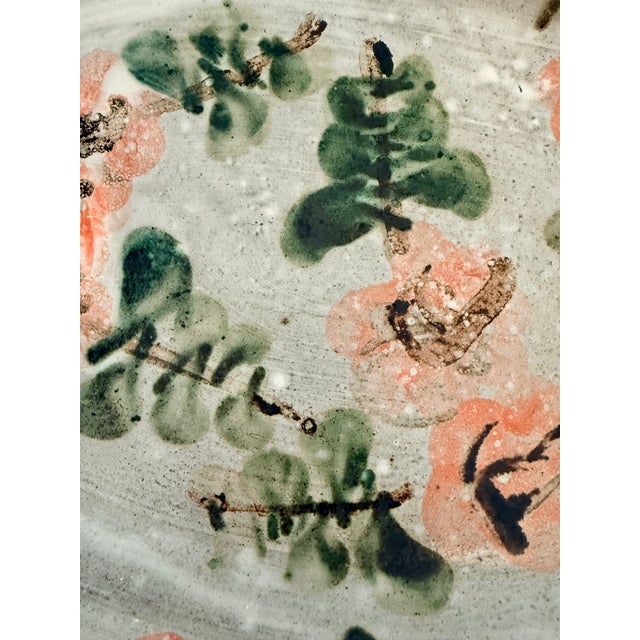 French Country Mid-Century French Vallauris Studio Pottery Floral Wall Platter by Thiry For Sale - Image 3 of 8