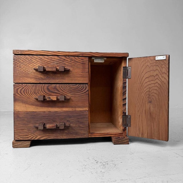 1950s Japanese Sugi Storage Cabinet with Drawers and Door, 1960s For Sale - Image 5 of 11