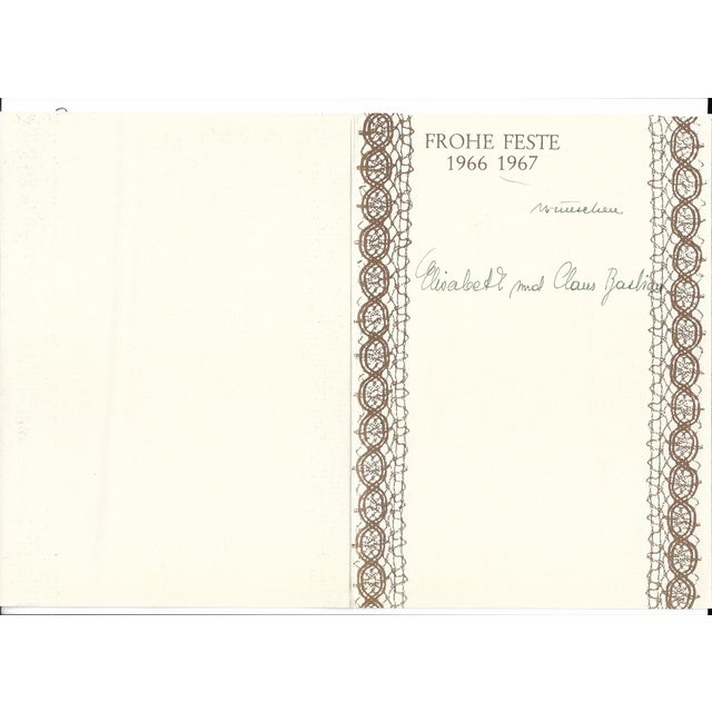 1966 Holiday / Christmas / Hanukkah card from German sculptor Claus Bastian (1909-1995) and his wife Elisabeth. A Bastian...