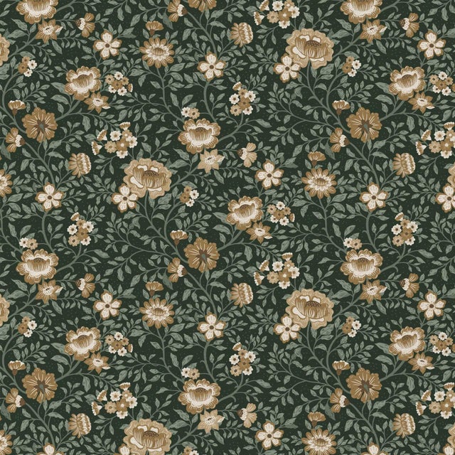 Annabelle Wallpaper in Woodland Green — Traditional, Made to Order For Sale