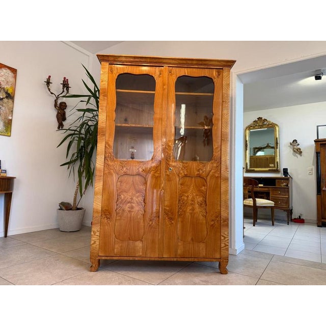 Restored Biedermeier Display Cabinet, Bookcase, Collector's Cabinet. Dimensions: Height x Width x Depth 186 x 124 x 44 cm....