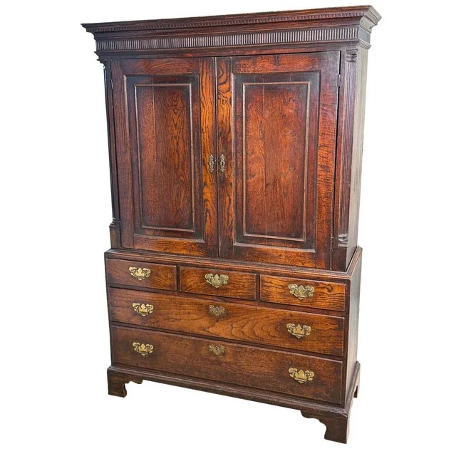 Antique Georgian Oak Press Cupboard, 1750 For Sale - Image 13 of 13