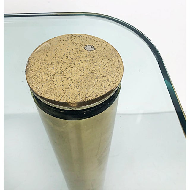 '80s Pace Collection Glass Top Side Table With Brass Legs For Sale In Miami - Image 6 of 9