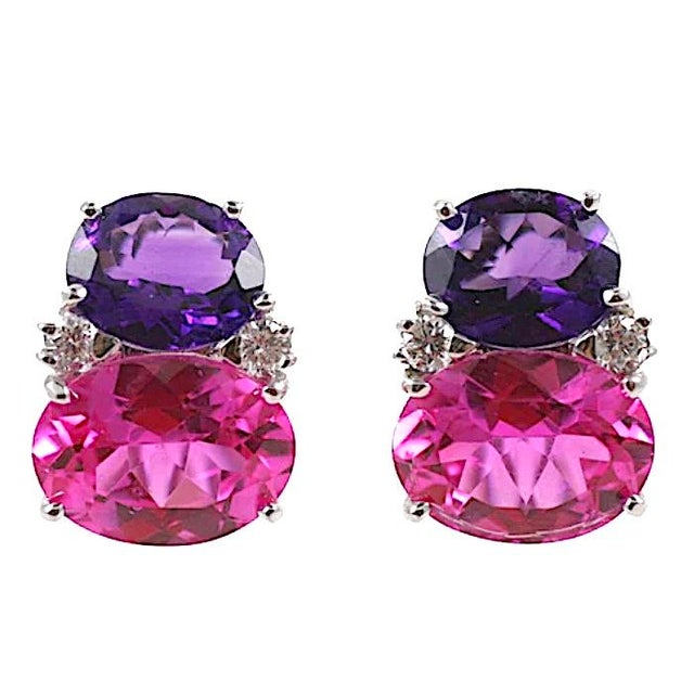 Christina Addison Medium 18 Karat White Gold Gum Drop Ring With Pink Topaz and Iolite For Sale - Image 12 of 12