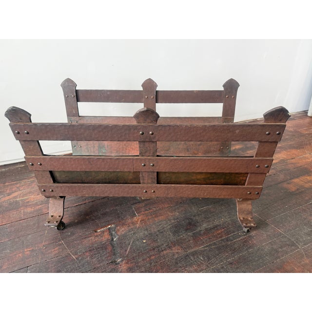 Copper Gustav Stickley Style Arts and Crafts Copper and Iron Log Holder, C. 1910 For Sale - Image 8 of 12