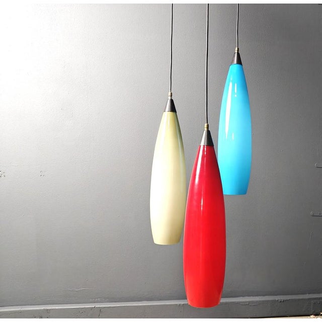 Vintage 3 Glass Pendant Lights from Vistosi, 1970s For Sale - Image 13 of 15
