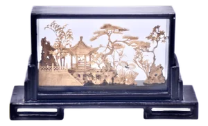 Vintage Chinese Hand Carved Cork Miniature Diorama