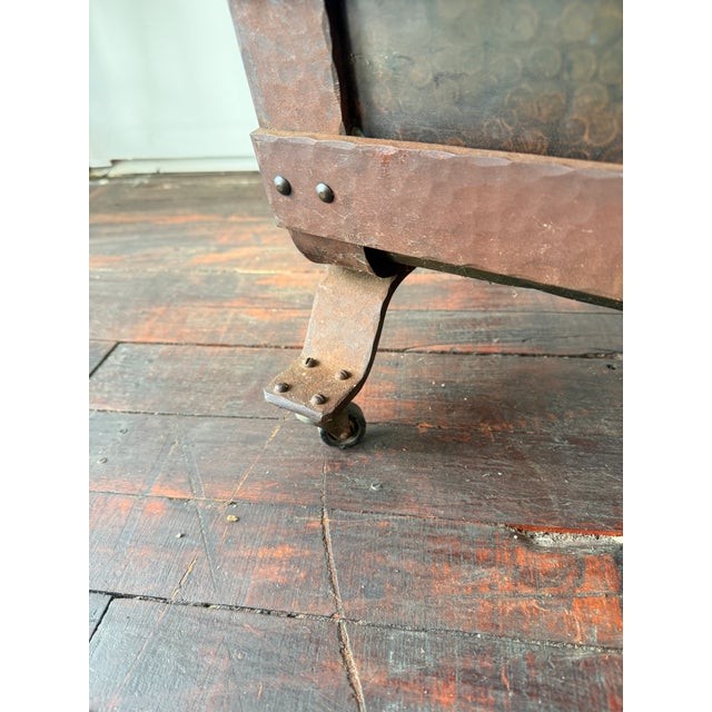 Stickley Gustav Stickley Style Arts and Crafts Copper and Iron Log Holder, C. 1910 For Sale - Image 4 of 12