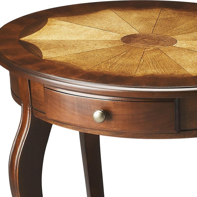 Traditional Jeanette Oval Side Table, Dark Brown For Sale - Image 3 of 5