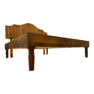 Custom Solid Wood King Bed Frame With Handcrafted Headboard – Rustic Modern / Farmhouse Style For Sale