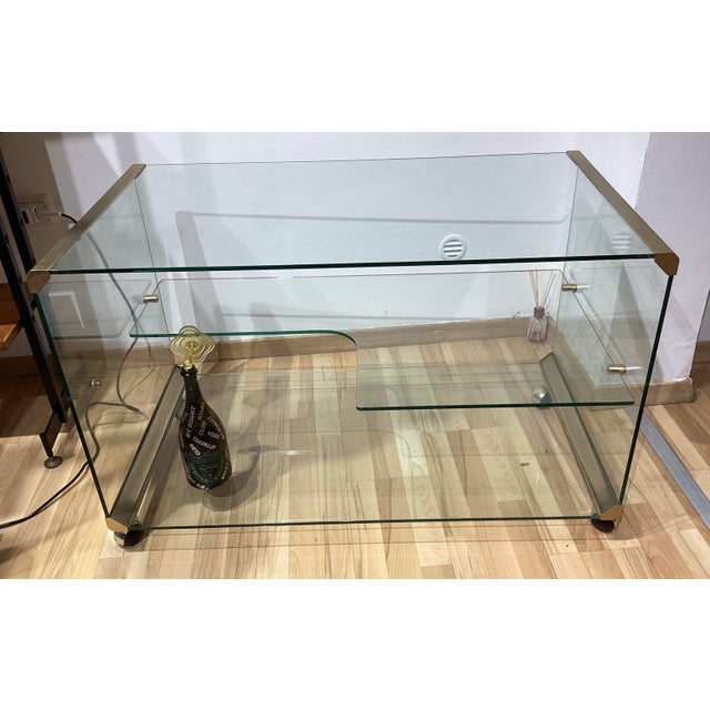 Brass and Crystal Mobile Bar Trolley by Pierangelo Gallotti for Gallotti & Radice, 1970s For Sale - Image 8 of 11