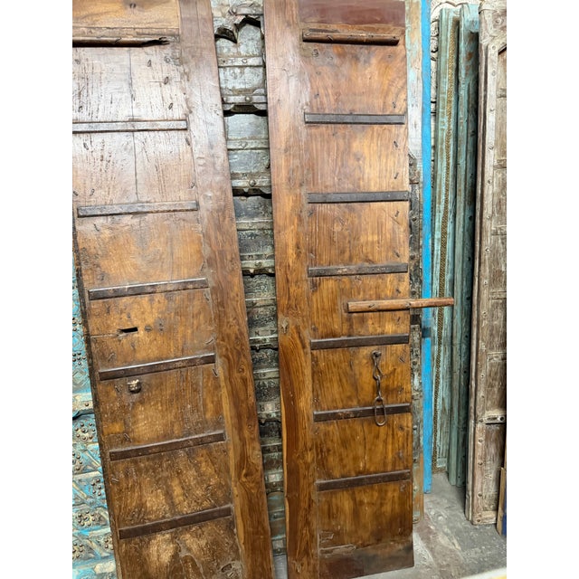 Antique Indian Teak Rustic Double Doors – A Statement Pair For Sale - Image 11 of 12