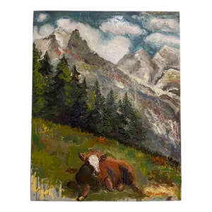 Cow in the Swiss Alps, Oil Paintings, by Van Ness