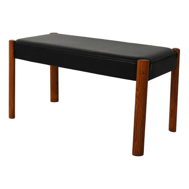 Scandinavian Stool in Teak and Leather, 1960s For Sale