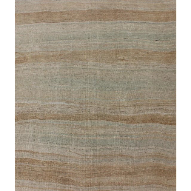 Textile Striped Flat-Weave Vintage Turkish Kilim Wide Gallery Runner With Light Colors For Sale - Image 7 of 12
