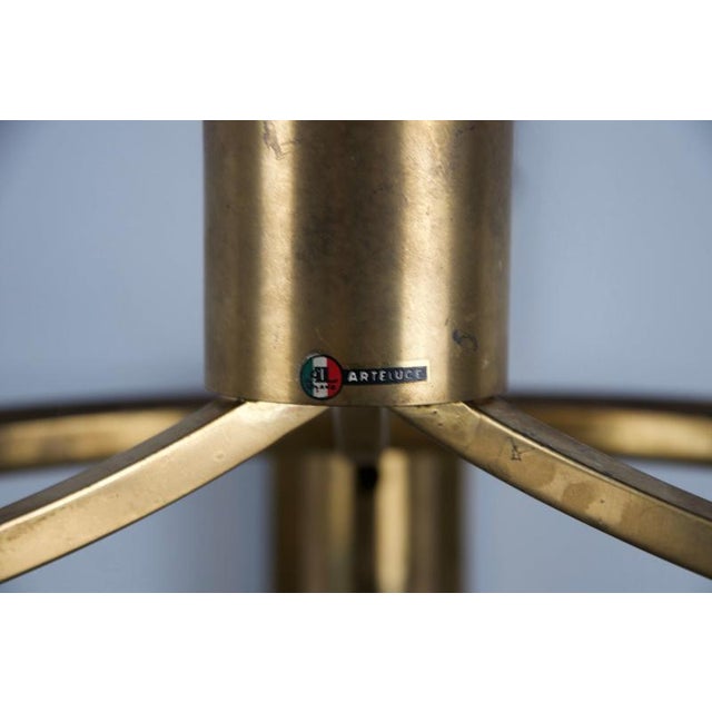 Italian Brass Wall Lamp with Opaline Acrylic Glass Dome attributed to Arteluce, 1970s For Sale - Image 3 of 18