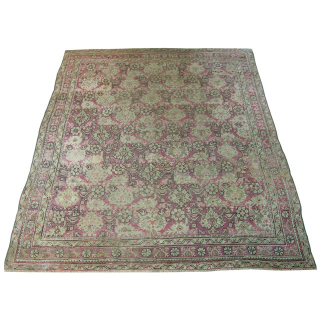Mid 19th Century 1850s Antique Floral Turkish Oushak Rug For Sale - Image 5 of 9