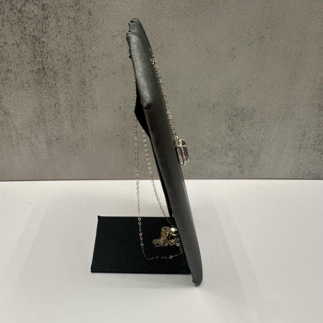 Contemporary Amethyst & Diamond Necklace in 10kt Yellow Gold – Emerald Cut, 18.25in, New For Sale - Image 3 of 5