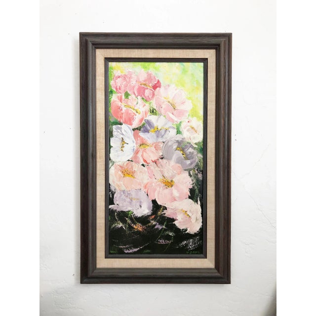 Vintage Pastel Floral Oil Painting For Sale - Image 11 of 11