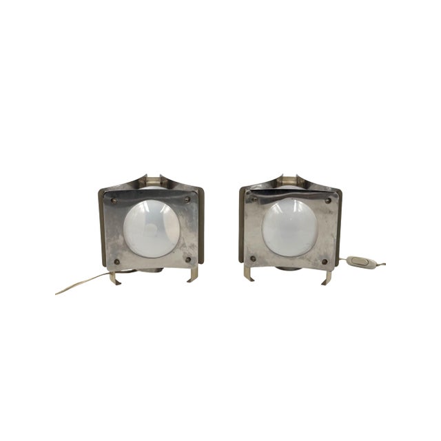 Space Age Glass and Aluminum Table Lamps, Italy, 1970s, Set of 2 For Sale - Image 6 of 16