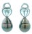 18k Black Rhodium Heart Aquamarine & Black Pearl Drop Earrings, Pair For Sale