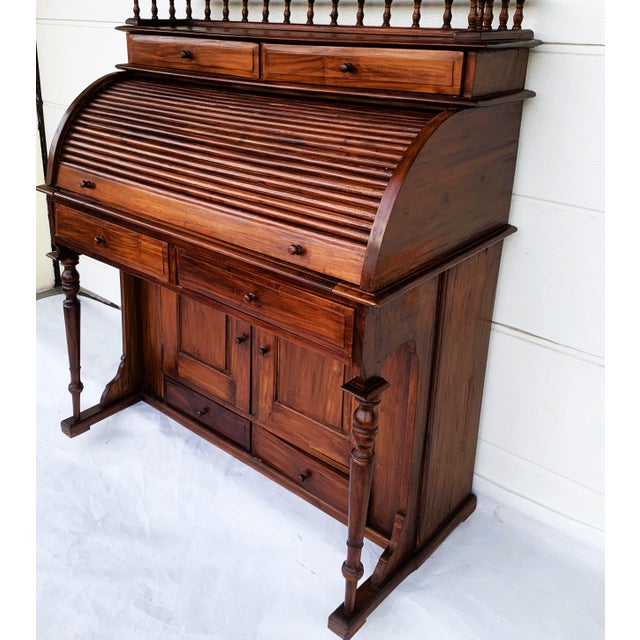 Stylish Colonial Teak Secretaire For Sale - Image 11 of 18