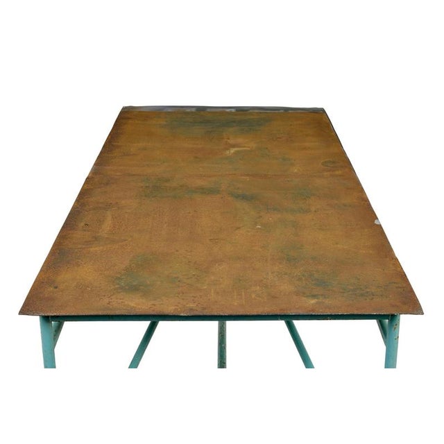Large Industrial Painted Steel Table, 1920s For Sale - Image 4 of 9