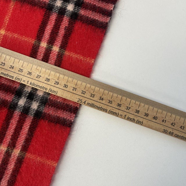 Red Late 20th Century Burberrys Red Plaid 100% Wool Scarf For Sale - Image 8 of 8