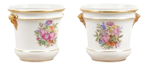 Late 18th Century French Porcelain Cachepots - a Pair