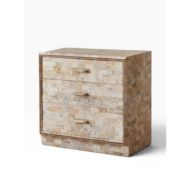 Cream 1970s Maitland-Smith Tessellated Stone Nightstands (A Pair) For Sale - Image 8 of 13