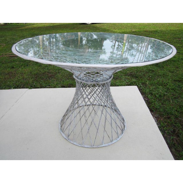 White Wicker Resin Round Patio Table with Glass Top Chairish