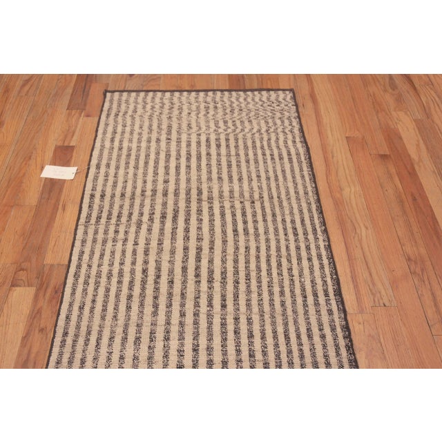 Cream Brown Striped Modern Hallway Rug For Sale - Image 4 of 7