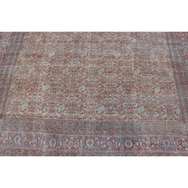 Early 20th Century Antique Persian Khorassan Rug With All-Over Floral Design in Red and Blue For Sale In Atlanta - Image 6 of 12