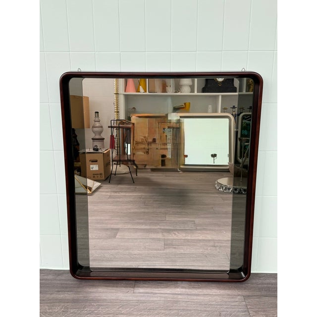 Italian Rectangular Mirror with Wooden Frame and Smoked Mirror, 1970s For Sale - Image 9 of 9