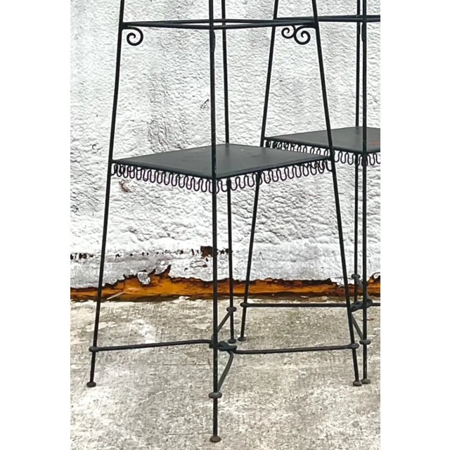 Mid 20th Century Vintage Scrollwork Metal Etagere - A Pair For Sale - Image 5 of 12