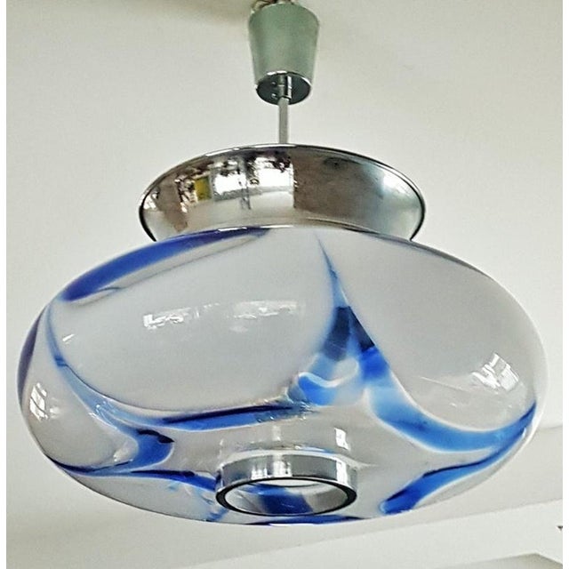 Pendant Lamp in Blue Glass and Chrome from Mazzega, Italy, 1960s For Sale - Image 13 of 18