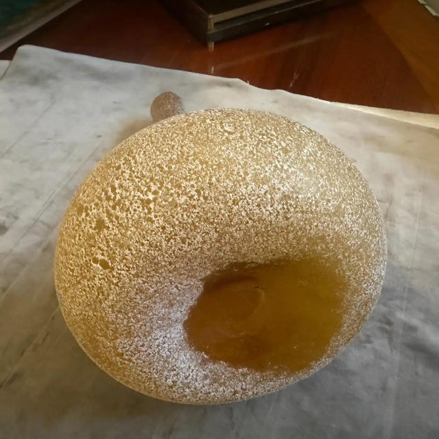 1980s Cenedese Style Yellow Scavo Murano Glass Vase For Sale - Image 6 of 11