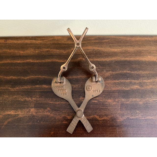 1970s Cast Brass Double Tennis Racket Door Knocker For Sale - Image 9 of 10