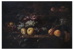 Pieter Van Boekkel or Van Boucle, Still Life with Fruit, 1600s, Oil on Board, Framed