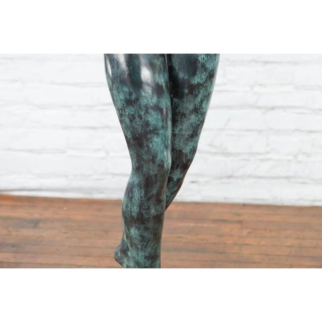 1960s Bronze Sea Nymph Fountain with Large Shell and Turtle in Verdigris Patina For Sale - Image 14 of 17