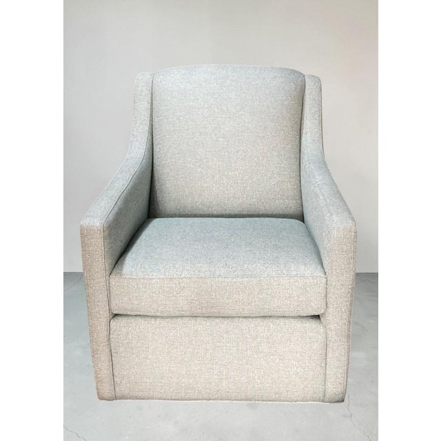 C. R. Laine Kendrick Swivel Chair in Thibaut Everly Spa Blue For Sale - Image 9 of 17