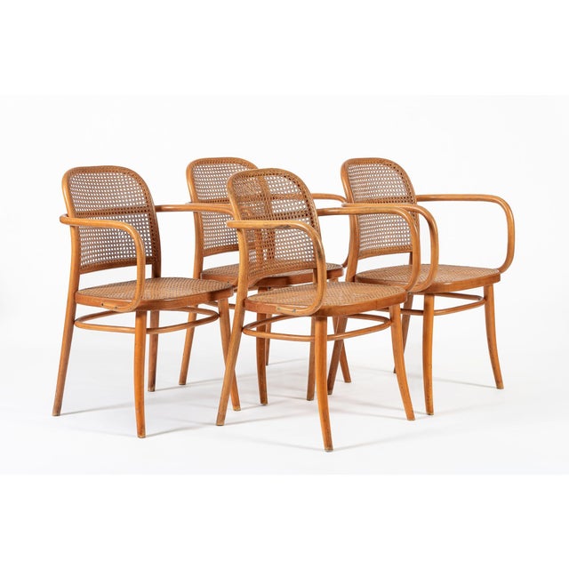 Vintage Bent Wood & Wicker Cafe Dining Chairs by Josef Hoffman for Ligna For Sale - Image 13 of 17