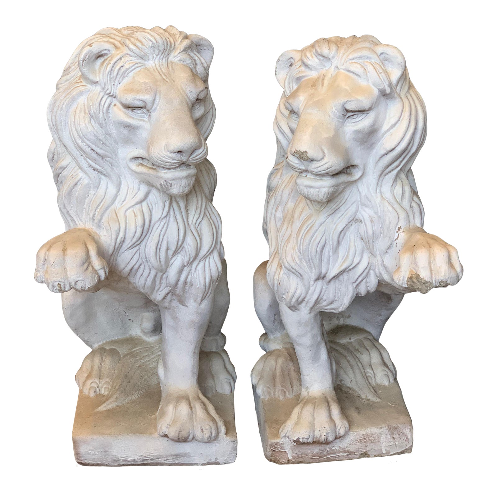 1970s Vintage Cement Lion Statues A Pair Chairish
