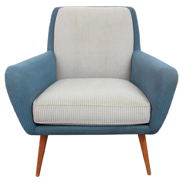 Armchair in Pigeon Blue-Light Gray, 1950s For Sale