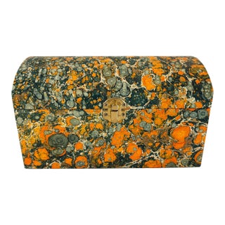Italian Hand-Marbled Keepsake Box With Brass Latch | Florentine Artisan Desk Box For Sale