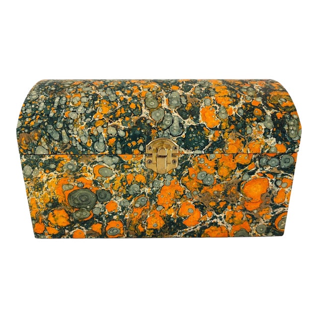 Talian Hand-Marbled Keepsake Box With Brass Latch | Florentine Artisan Desk Box For Sale