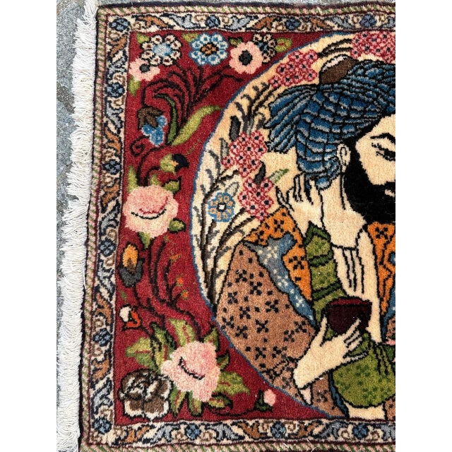 Small Abadeh Pictorial Rug, 1980s For Sale - Image 3 of 18