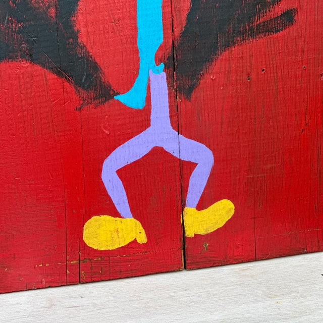 Wood Original Figural Painting on Reclaimed Wood Signed Rivera For Sale - Image 7 of 12