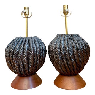 Vintage Custom Kass O’Brien Slab Built Ceramic Lamps - A Pair For Sale