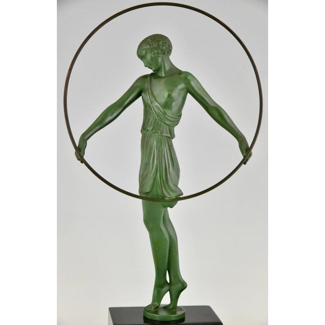 Art Deco Harmony Sculpture of Dancer with Hoop by Pierre Le Faguays for Max Le Verrier, 1930s For Sale - Image 11 of 12